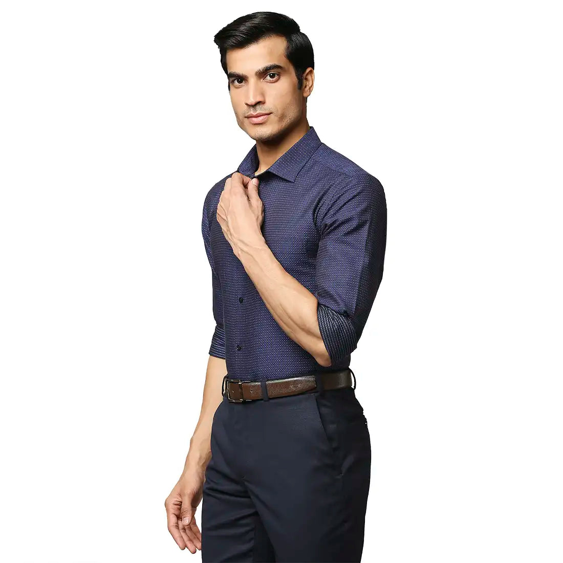 Men Slim Fit Dark Blue Shirt