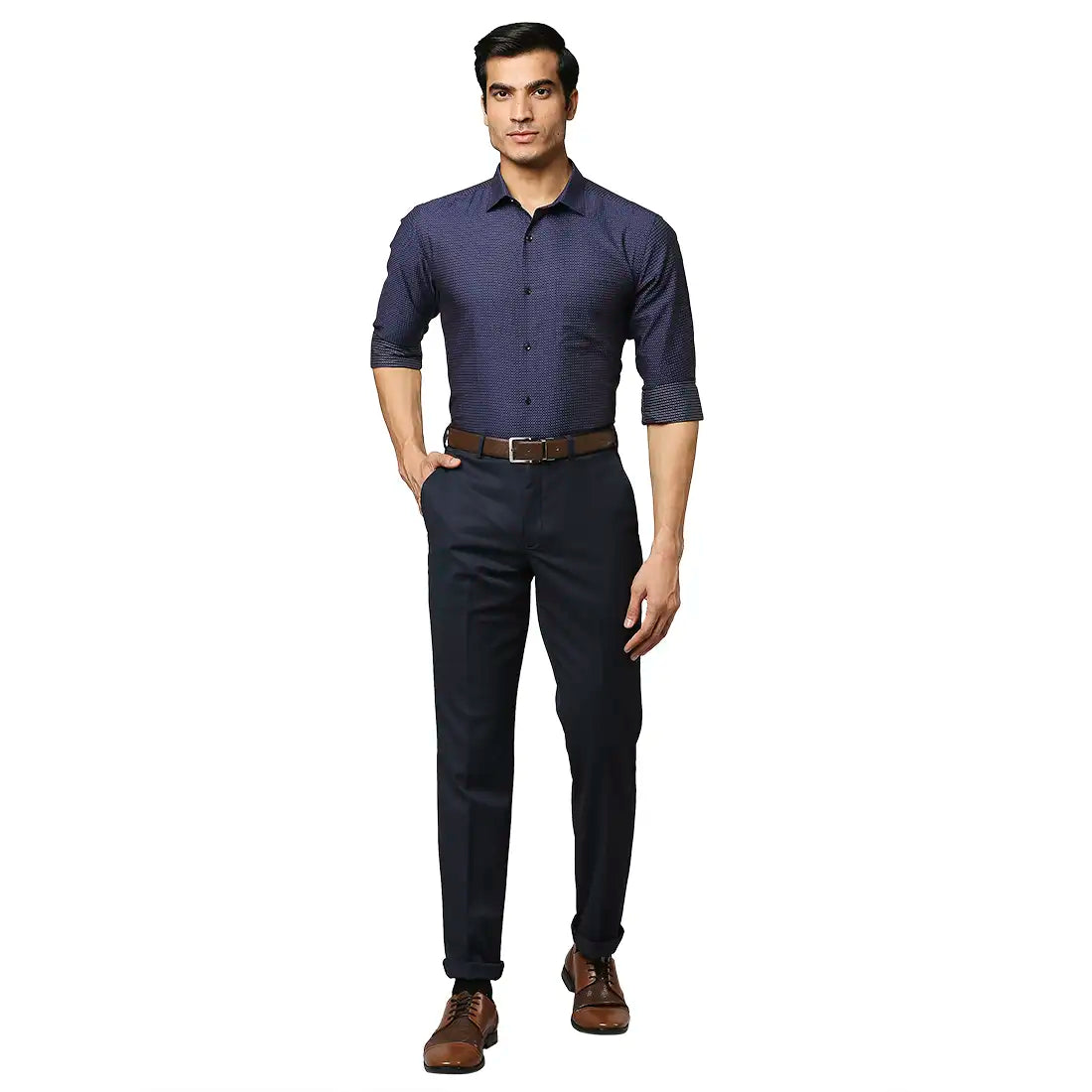 Men Slim Fit Dark Blue Shirt