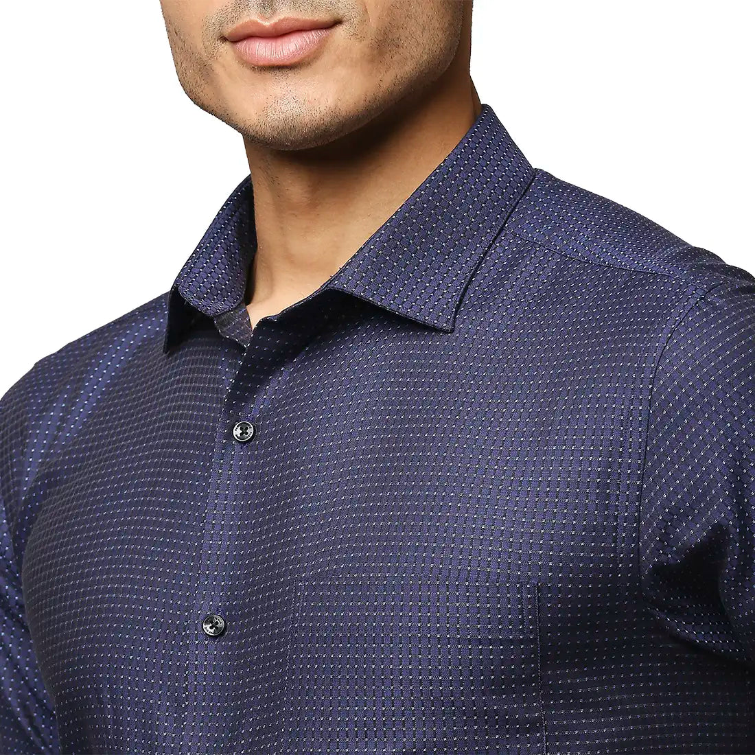 Men Slim Fit Dark Blue Shirt