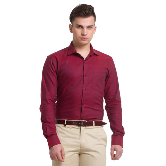 Men Slim Fit Maroon Shirt