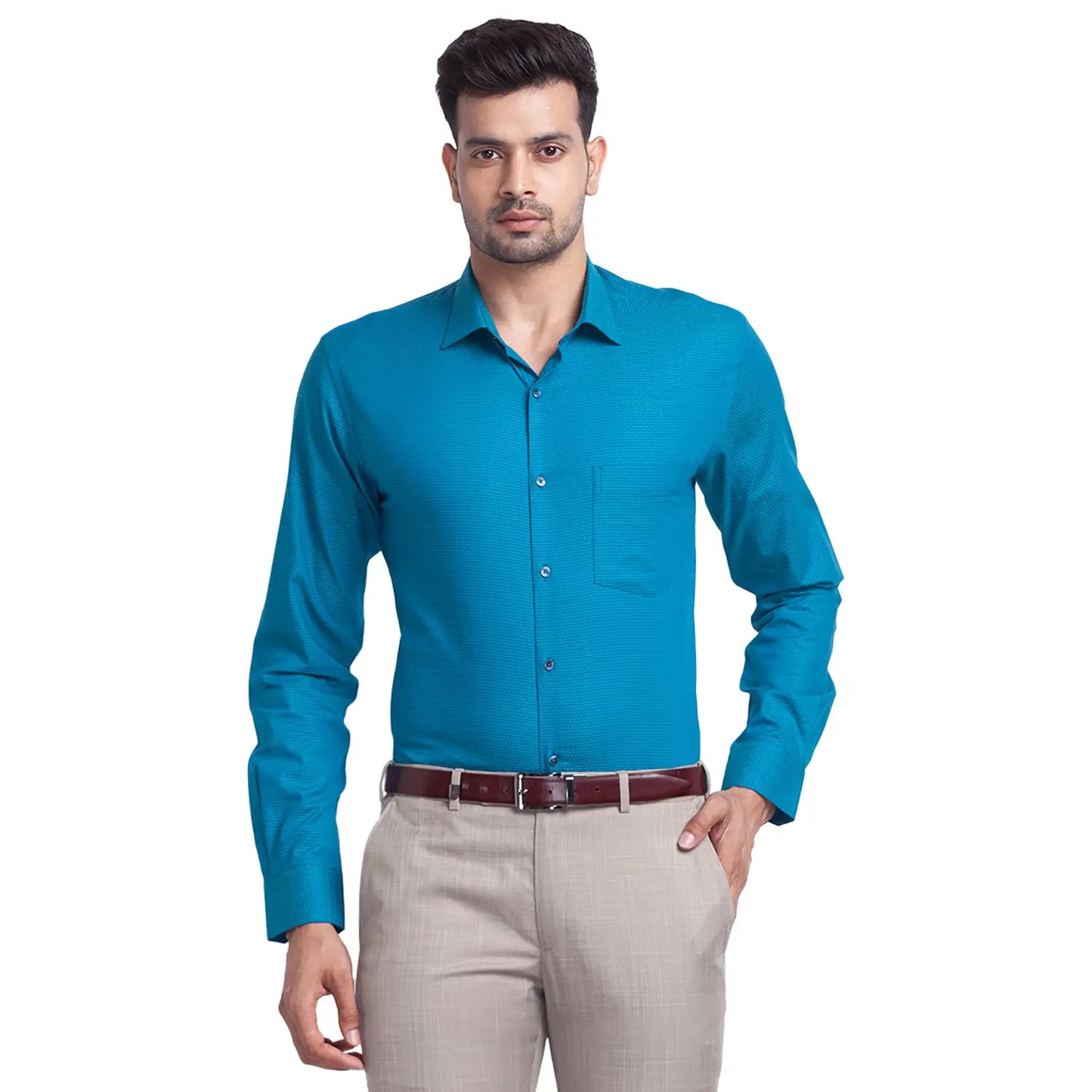 Men Slim Fit Dark Green Shirt