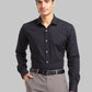Men Black Slim Fit Solid Polyester Blend Shirts
