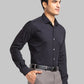 Men Black Slim Fit Solid Polyester Blend Shirts