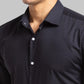 Men Black Slim Fit Solid Polyester Blend Shirts