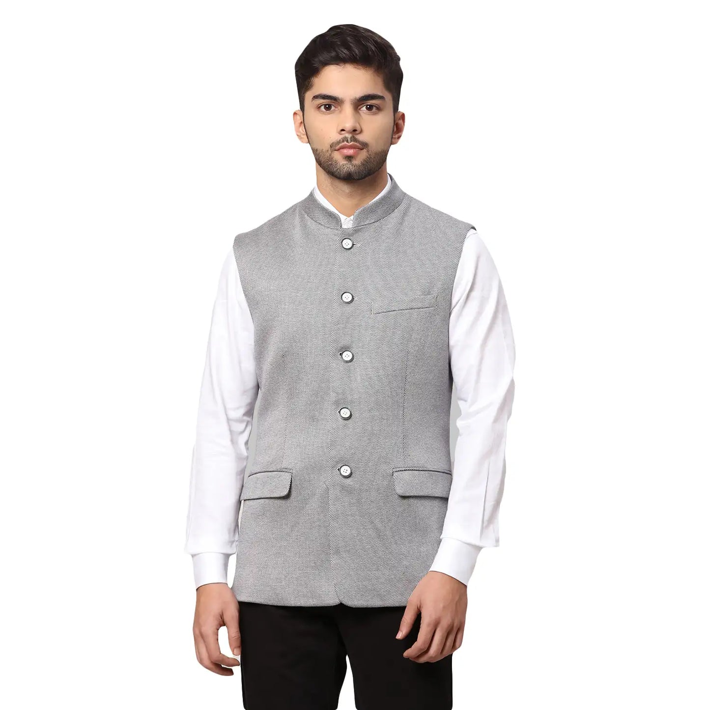 Men Slim Fit Green Bundi