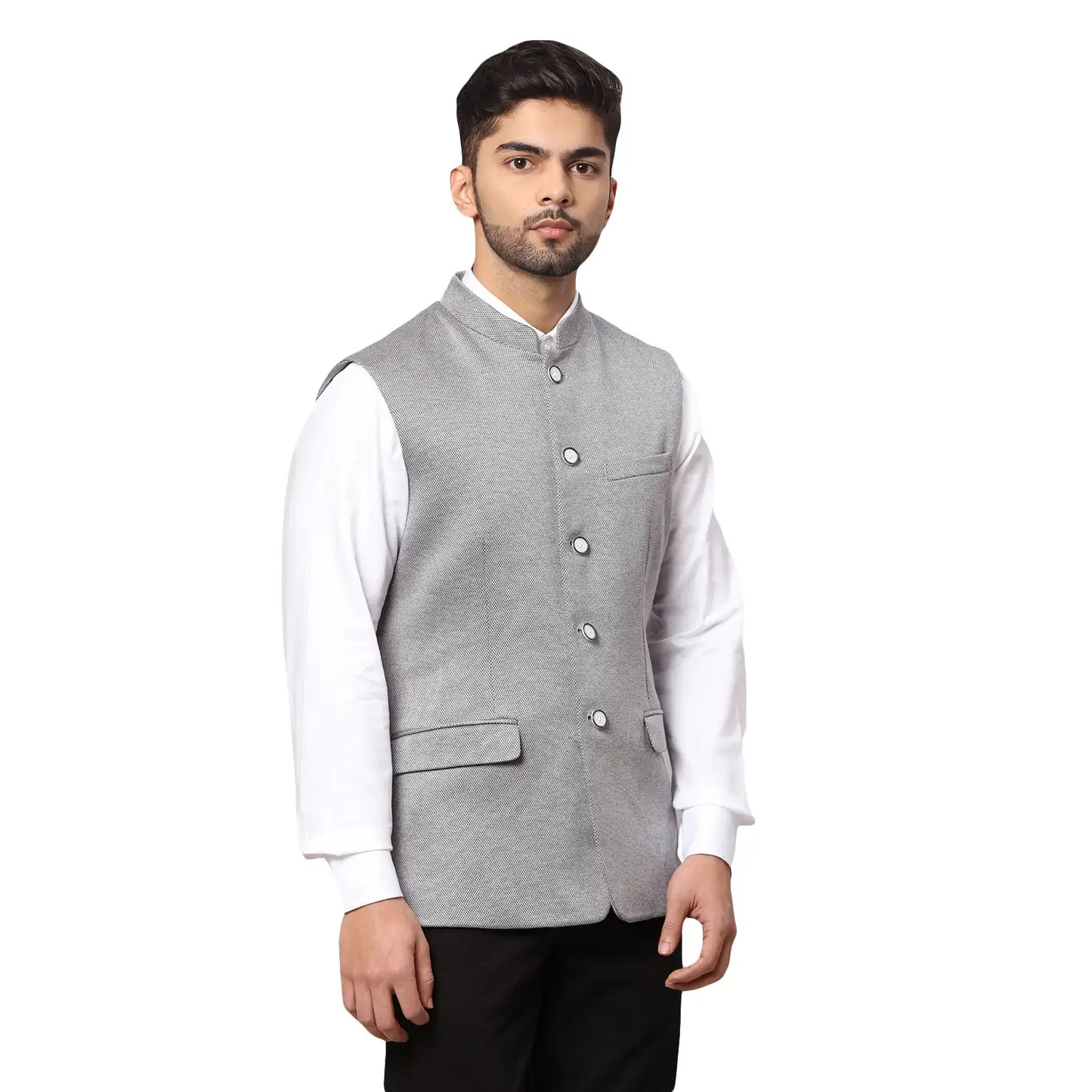 Men Slim Fit Green Bundi