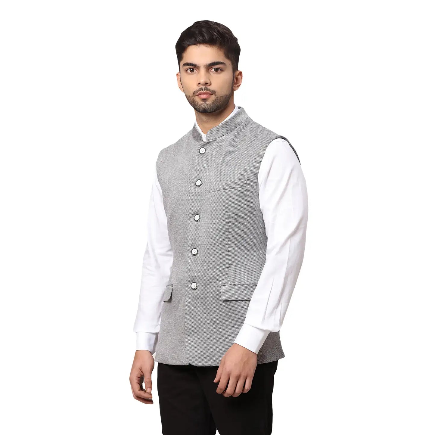 Men Slim Fit Green Bundi