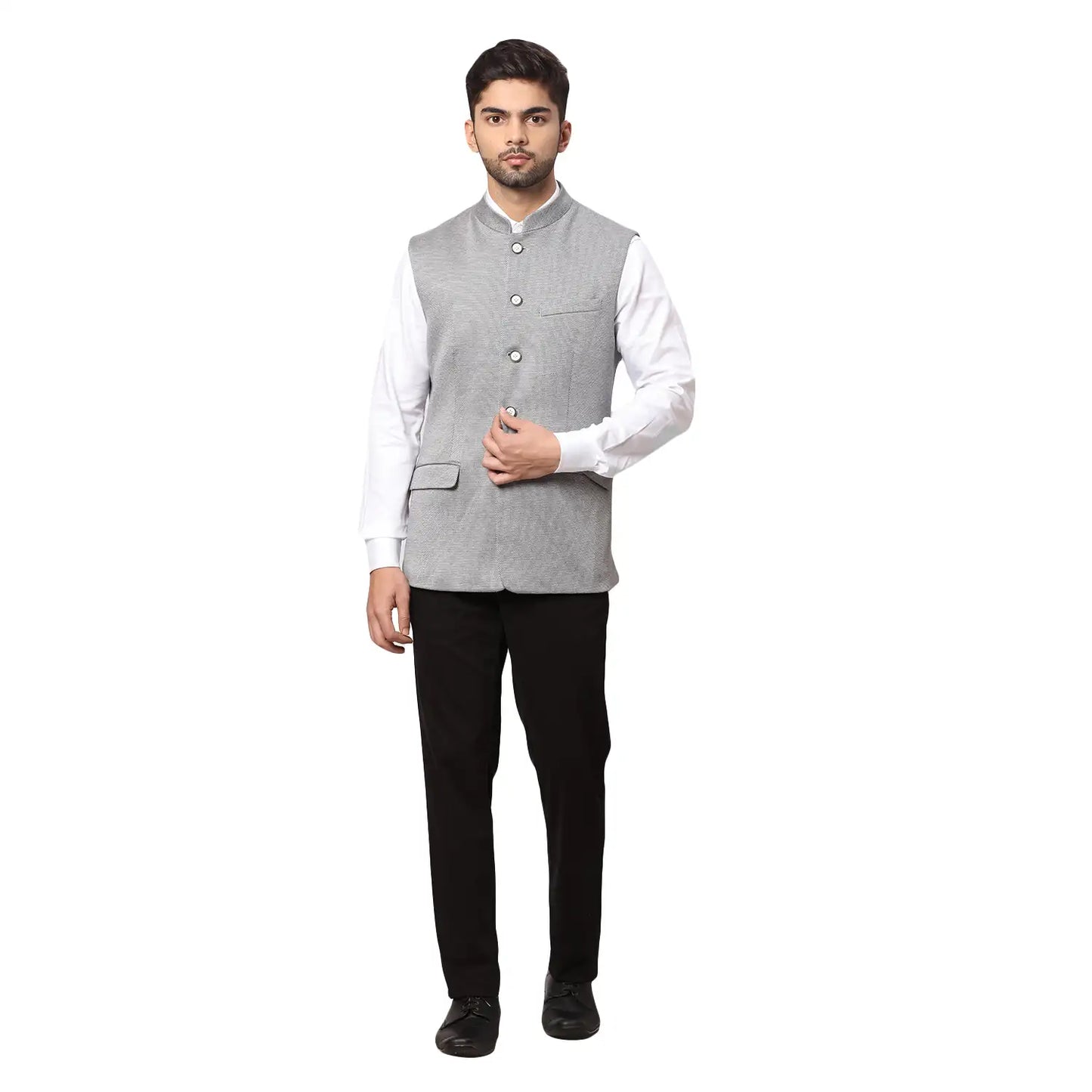 Men Slim Fit Green Bundi