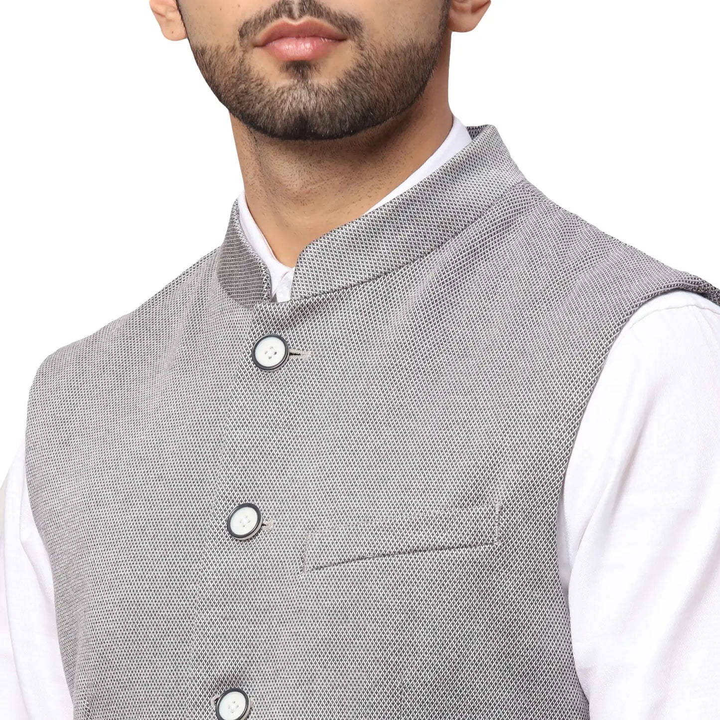 Men Slim Fit Green Bundi
