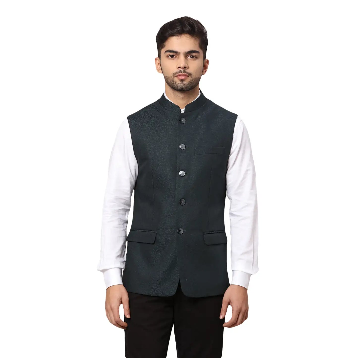 Men Slim Fit Maroon Bundi
