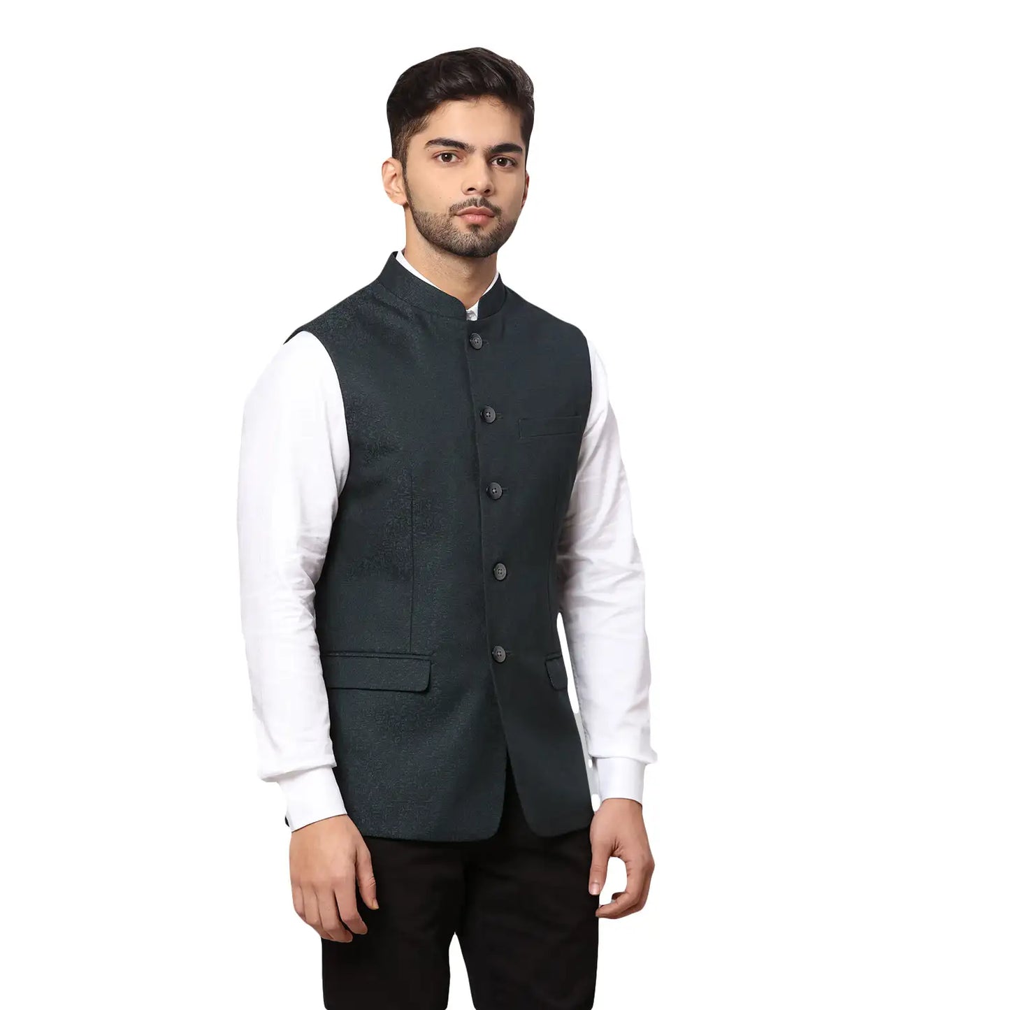 Men Slim Fit Maroon Bundi