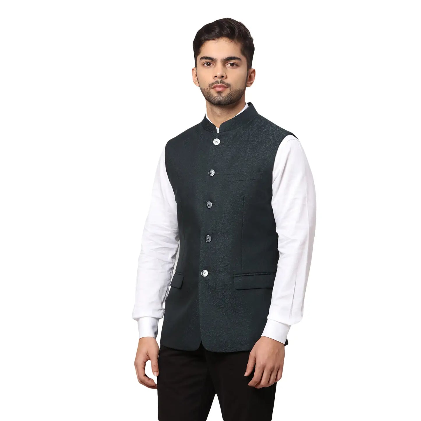 Men Slim Fit Maroon Bundi