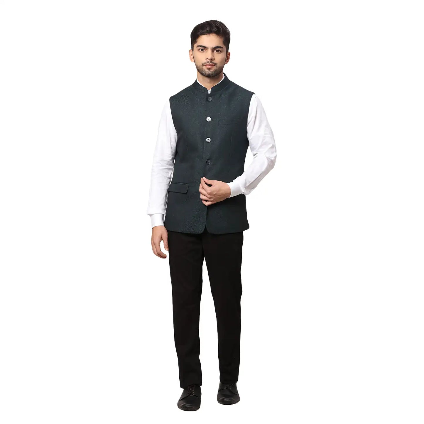 Men Slim Fit Maroon Bundi