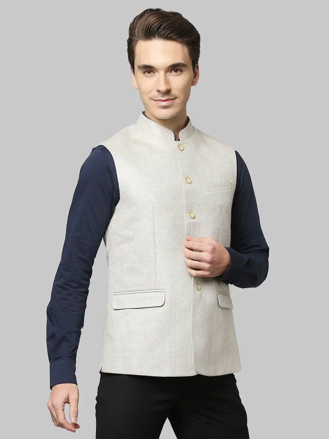 Men Brown Slim Fit Structure Polyester Blend Waist Coat – MyRaymond