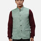 Park Avenue Men Blue Chambray Slim Fit Polyester Blend Waist Coat