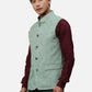 Park Avenue Men Blue Chambray Slim Fit Polyester Blend Waist Coat