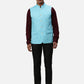 Park Avenue Men White Chambray Slim Fit Polyester Blend Waist Coat