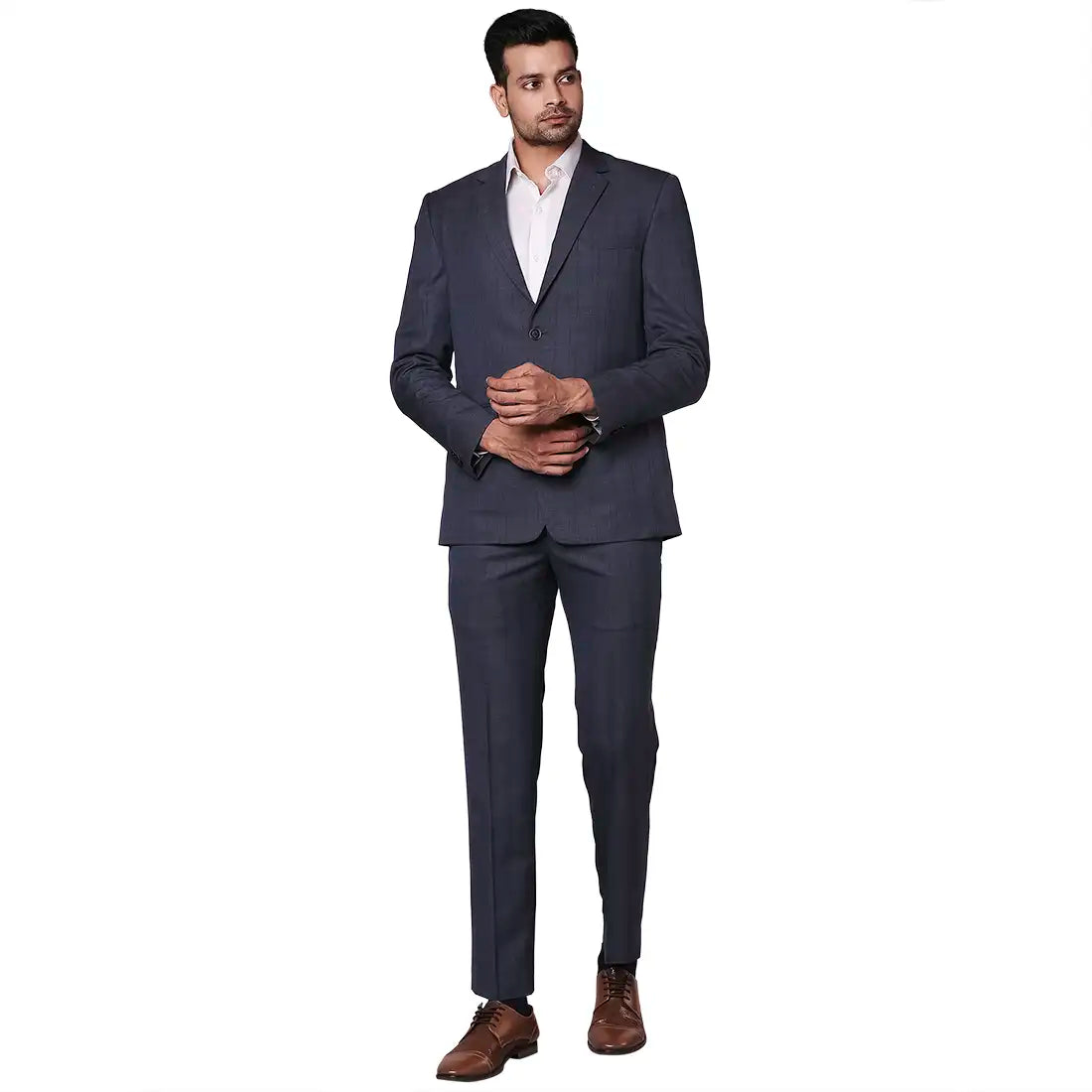 Men Regular fit Dark Blue Suit