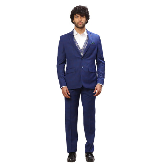 Men Regular fit Dark Blue Suit