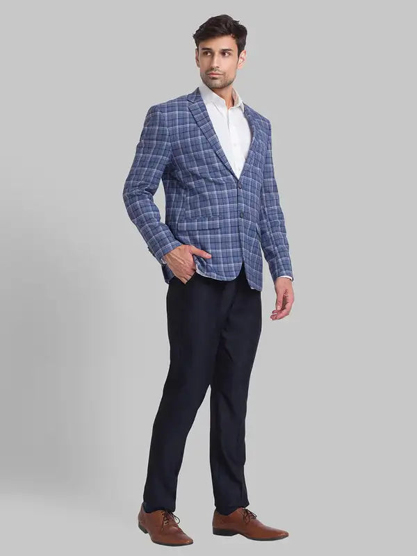 Men Super Slim Fit Blue Jacket