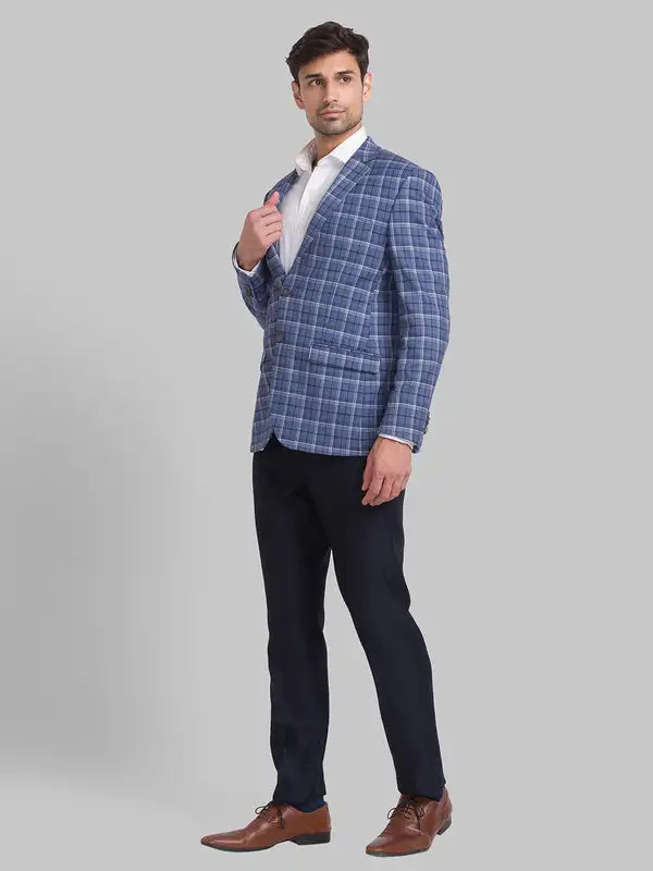Men Super Slim Fit Blue Jacket