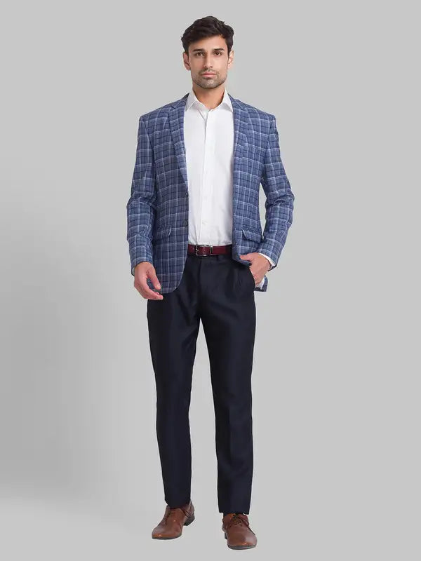 Men Super Slim Fit Blue Jacket