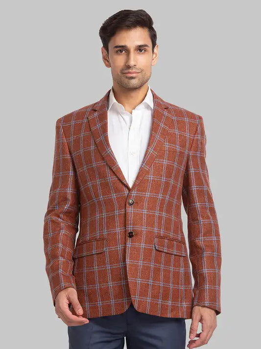 Men Regular Fit Brown Blazer