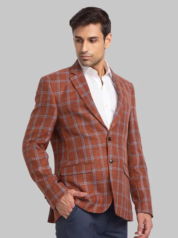 Men Regular Fit Brown Blazer