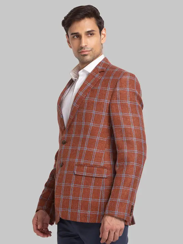 Men Regular Fit Brown Blazer