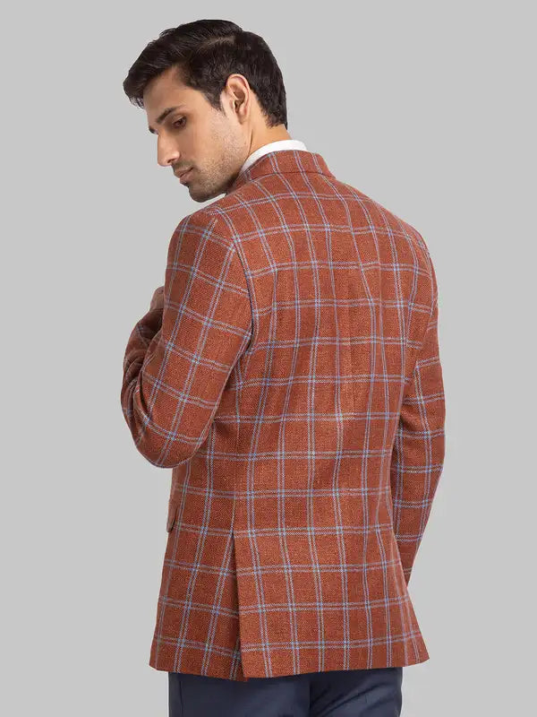 Men Regular Fit Brown Blazer