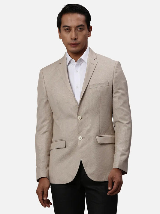 Park Avenue Slim Fit Self Design Light Green Blazer
