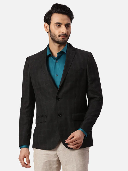Park Avenue Slim Fit Self Design Fancy Blue Blazer