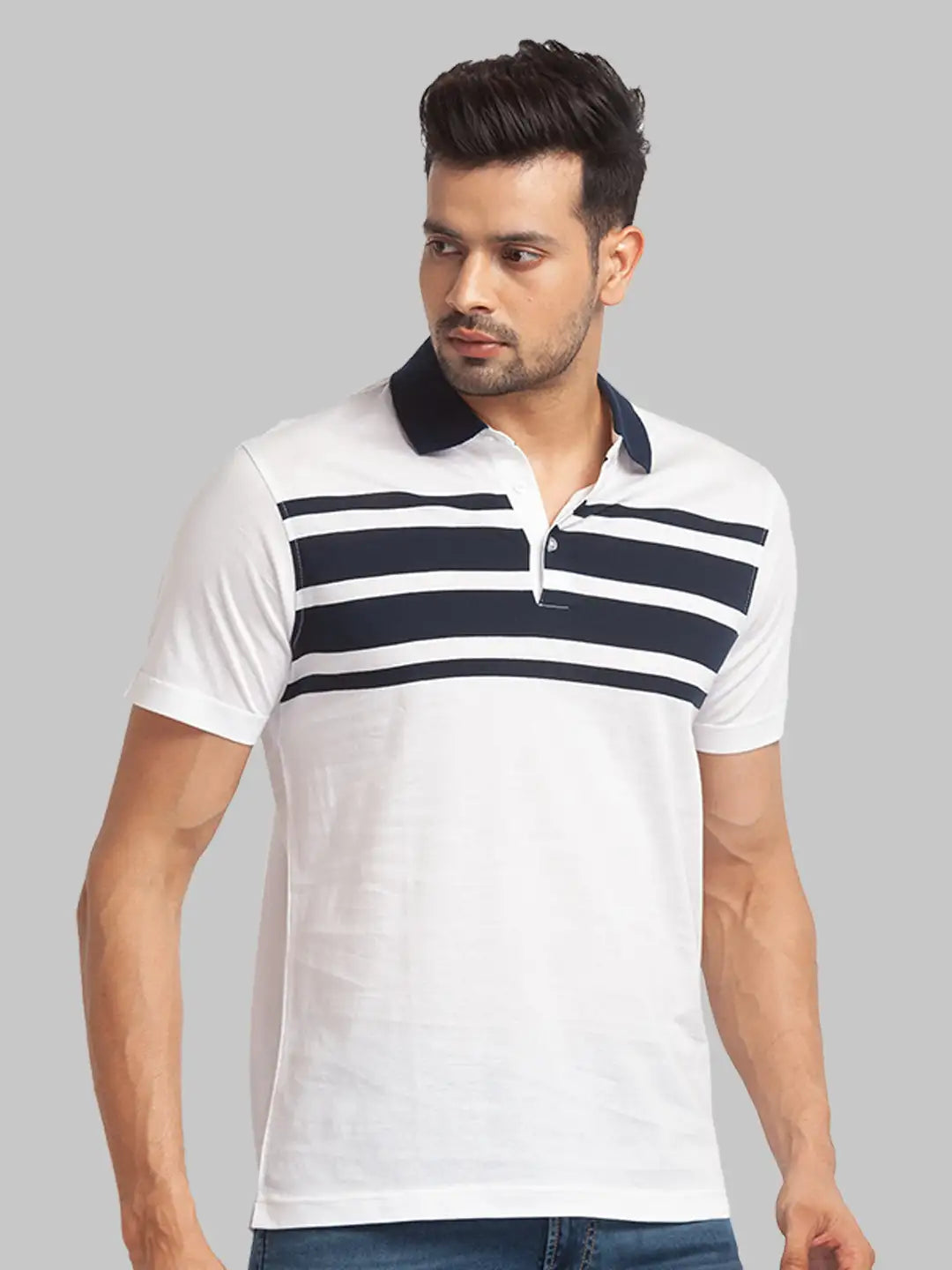 Men Slim Fit Black T-Shirt & Polo