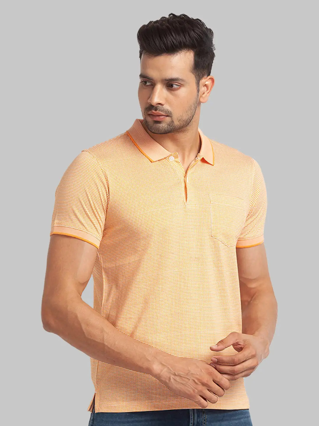 Men Slim Fit Blue T-Shirt & Polo