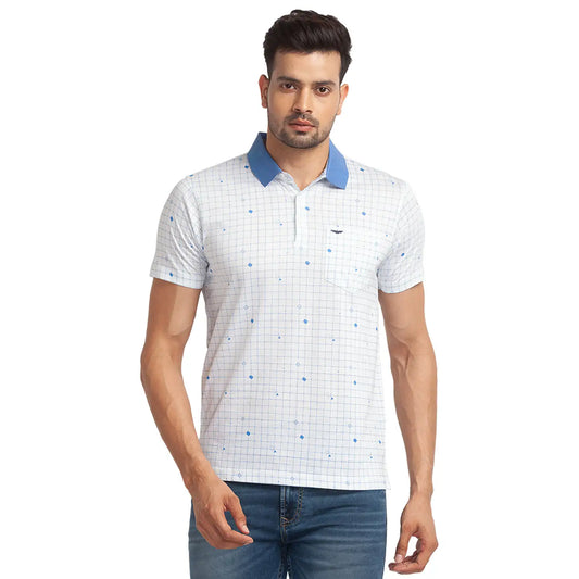 Men Slim Fit Blue T-Shirt & Polo