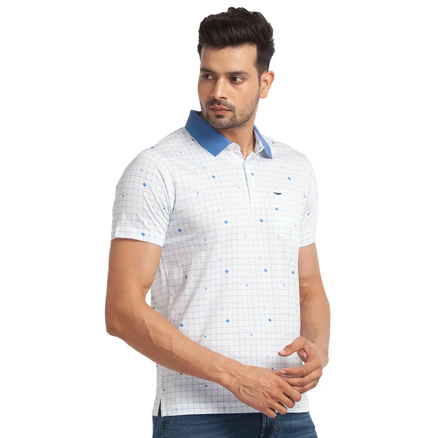 Men Slim Fit Blue T-Shirt & Polo