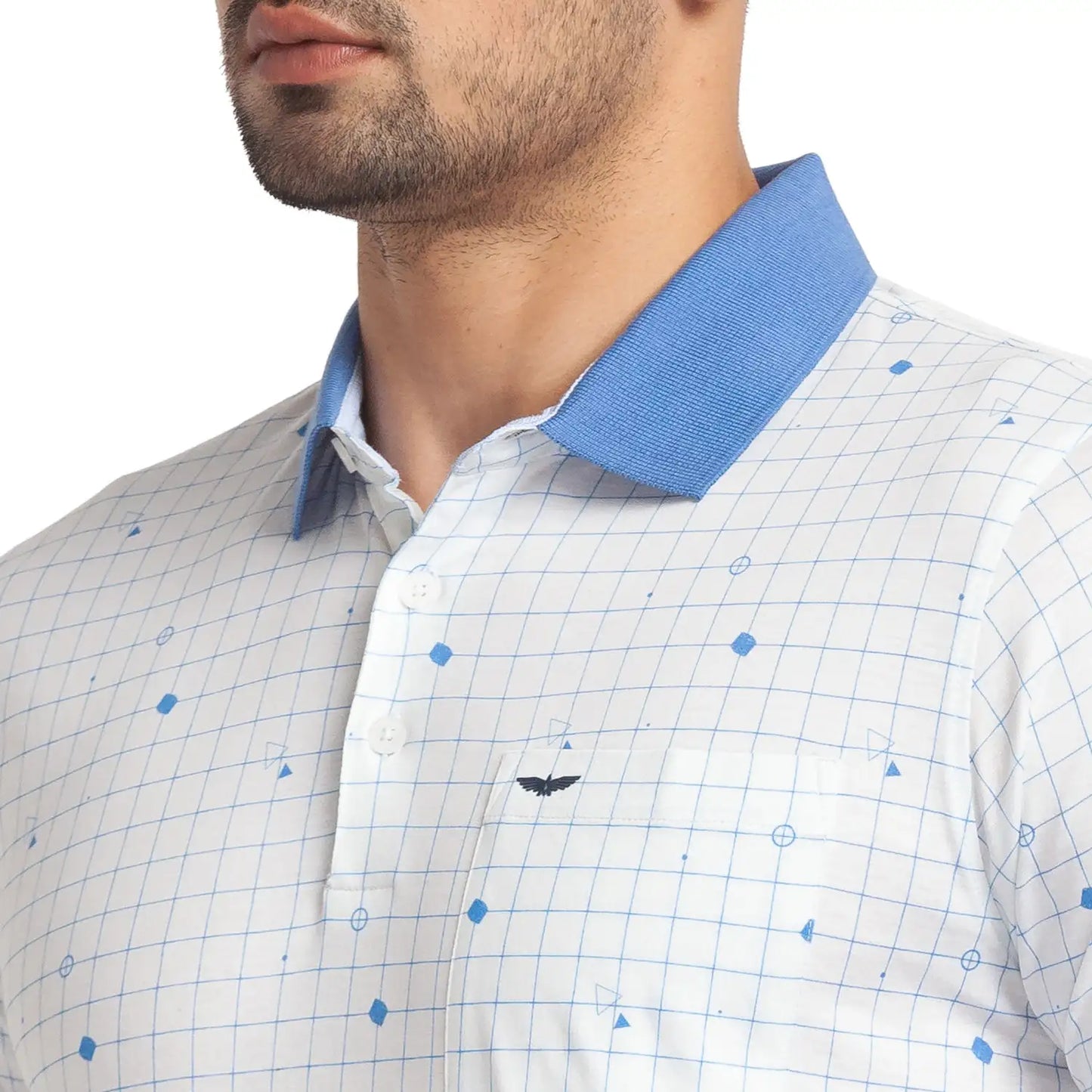 Men Slim Fit Blue T-Shirt & Polo