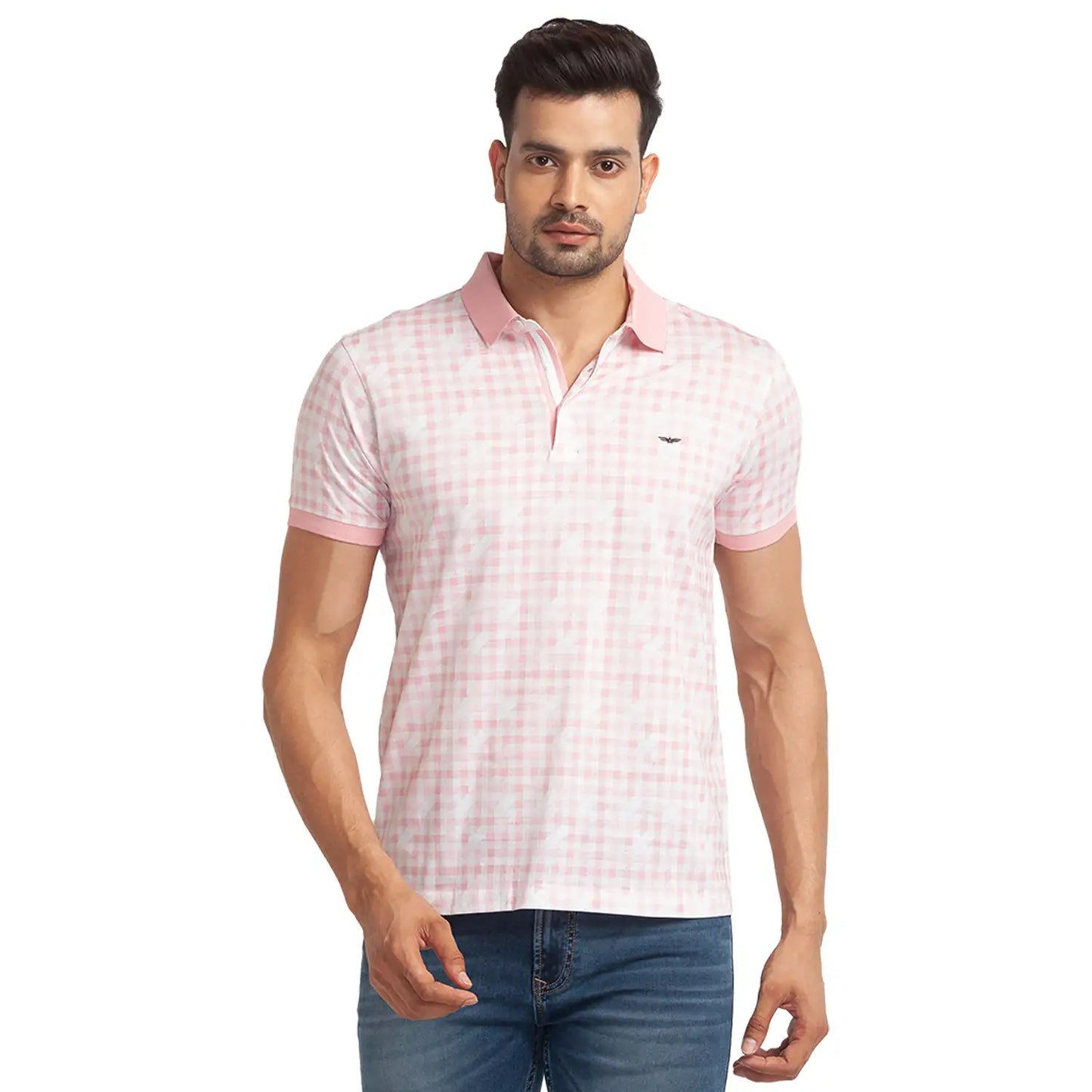 Men Slim Fit Light Blue T-Shirt & Polo