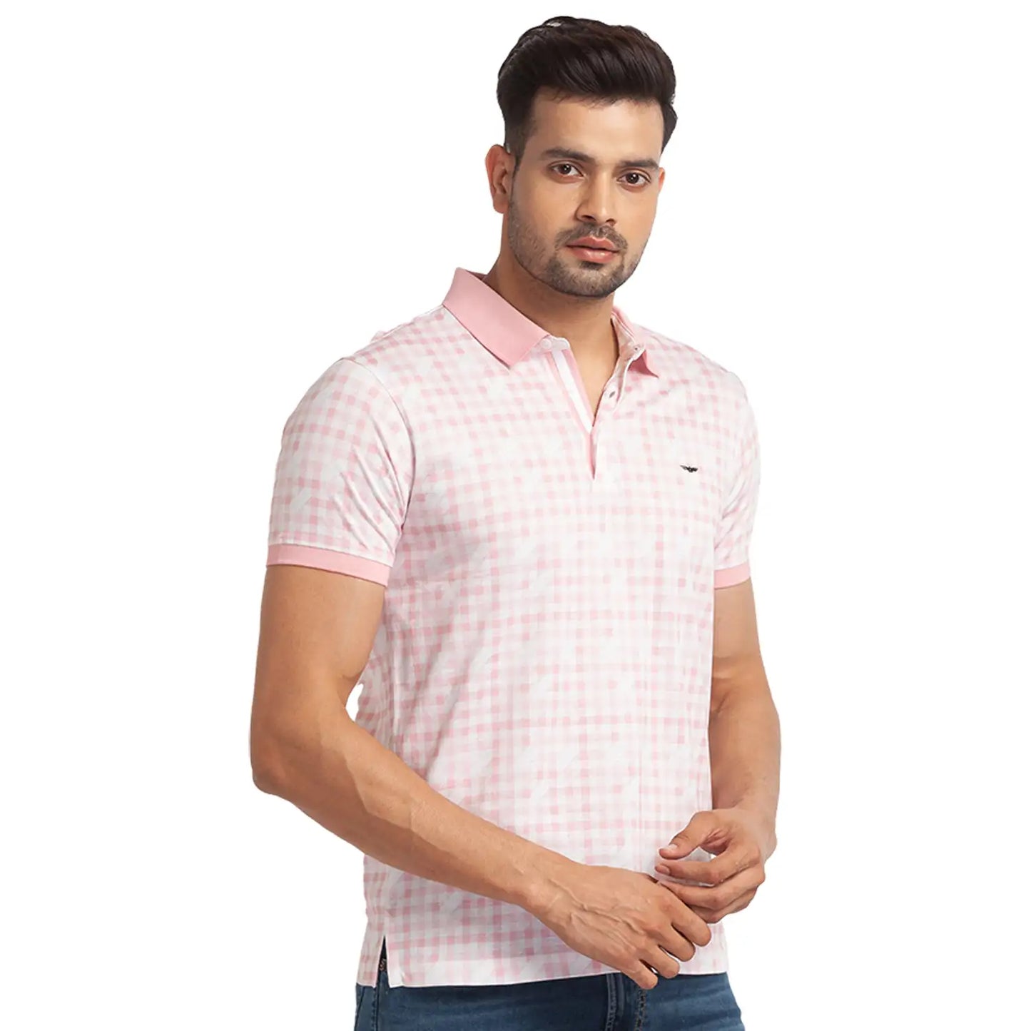 Men Slim Fit Light Blue T-Shirt & Polo