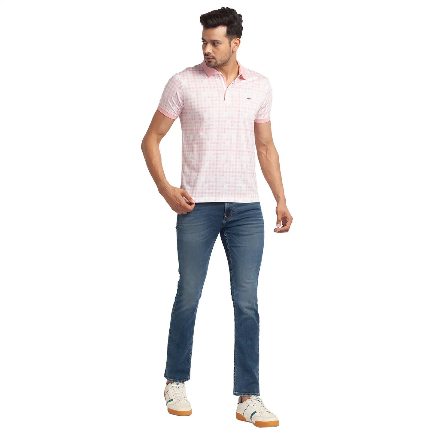 Men Slim Fit Light Blue T-Shirt & Polo