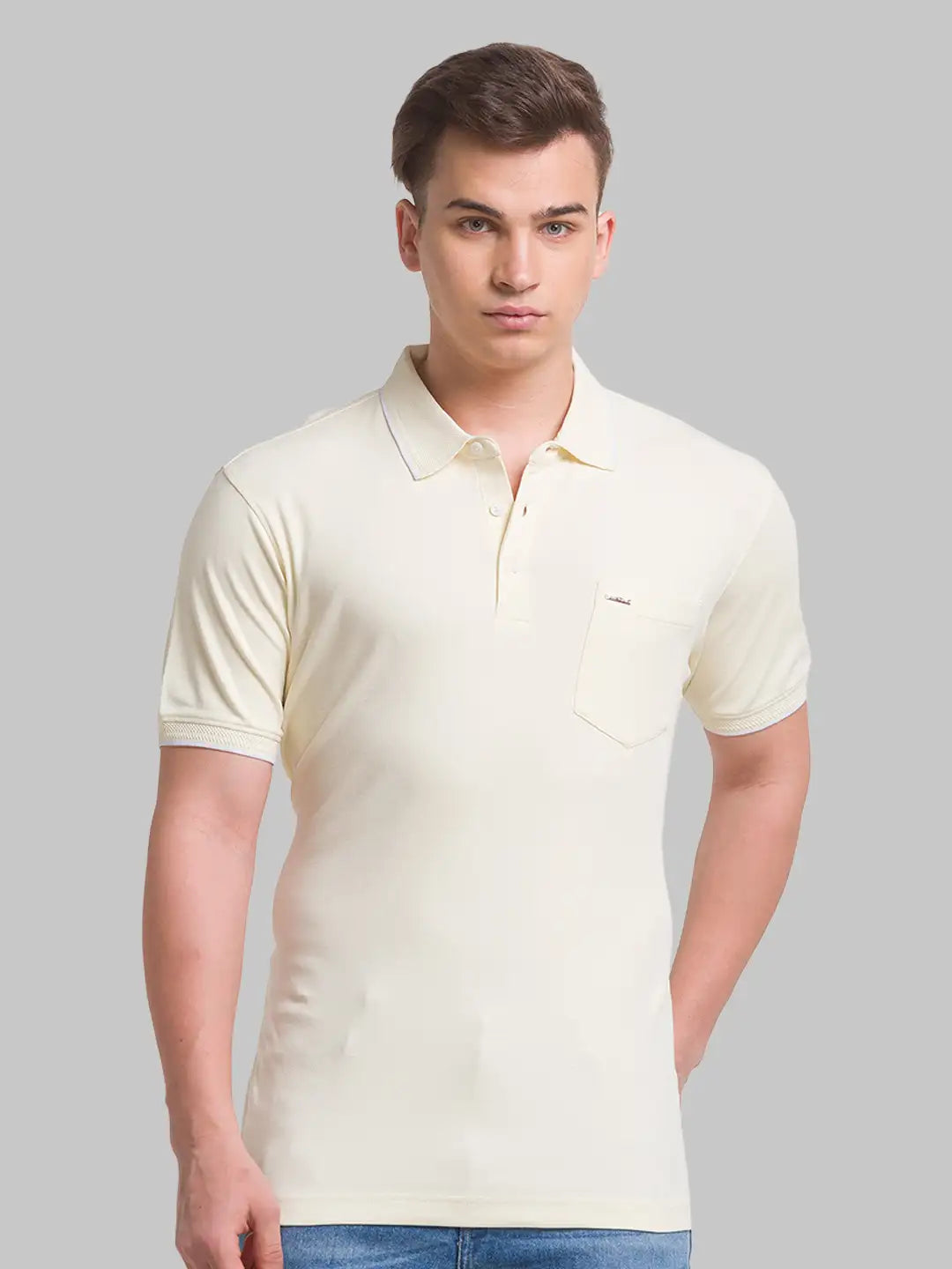 Men Slim Fit Light Blue T-Shirt & Polo