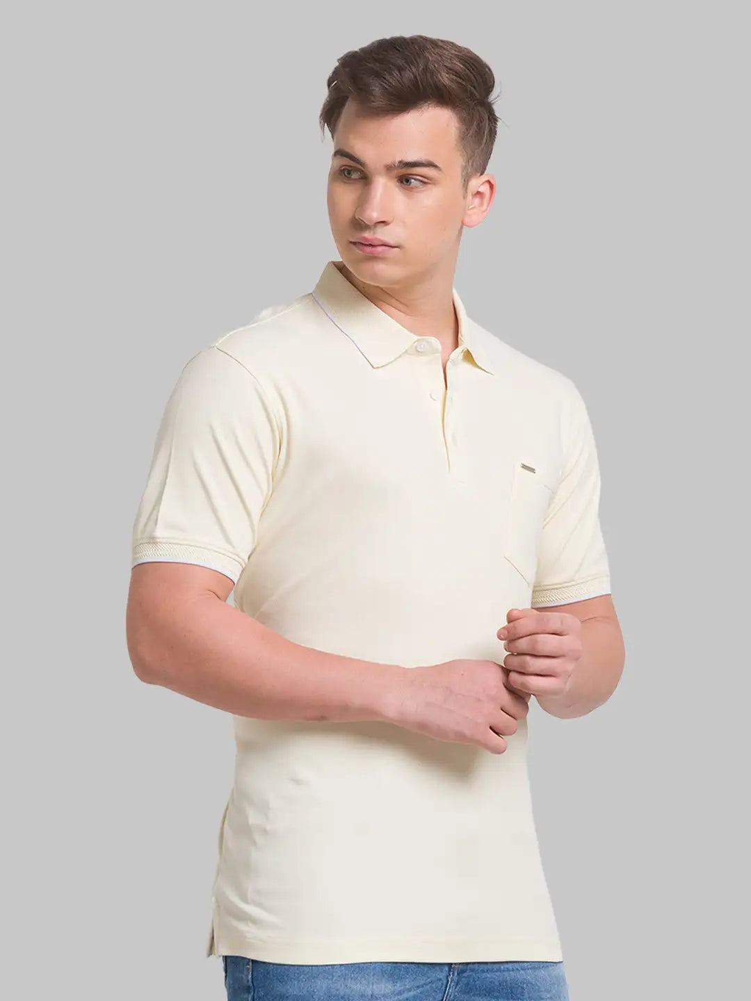 Men Slim Fit Light Blue T-Shirt & Polo