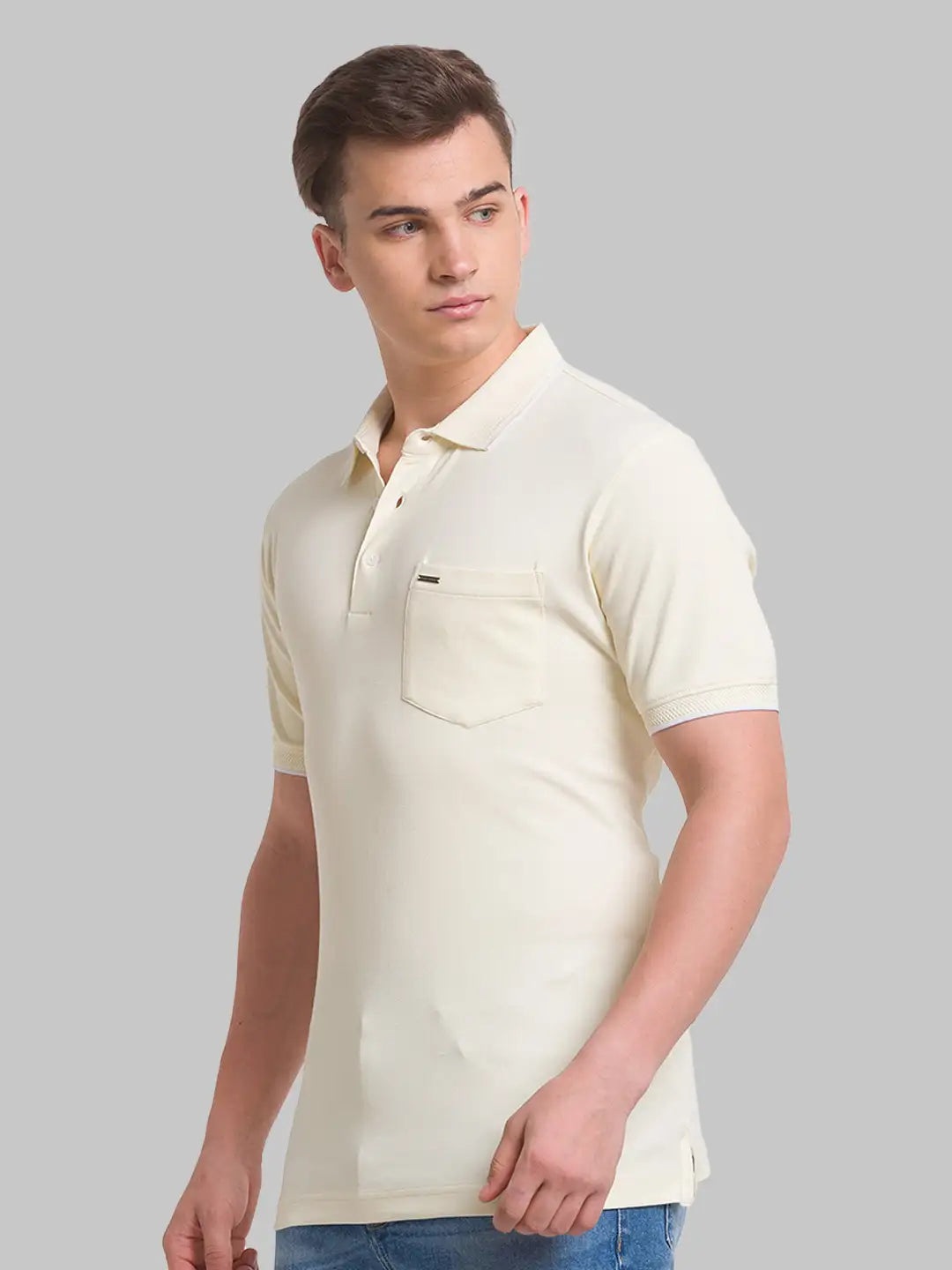 Men Slim Fit Light Blue T-Shirt & Polo