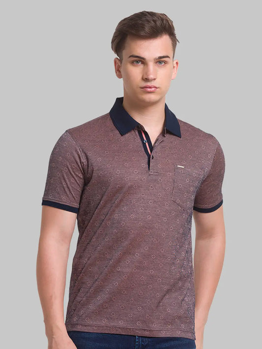 Men Slim Fit Violet T-Shirt & Polo
