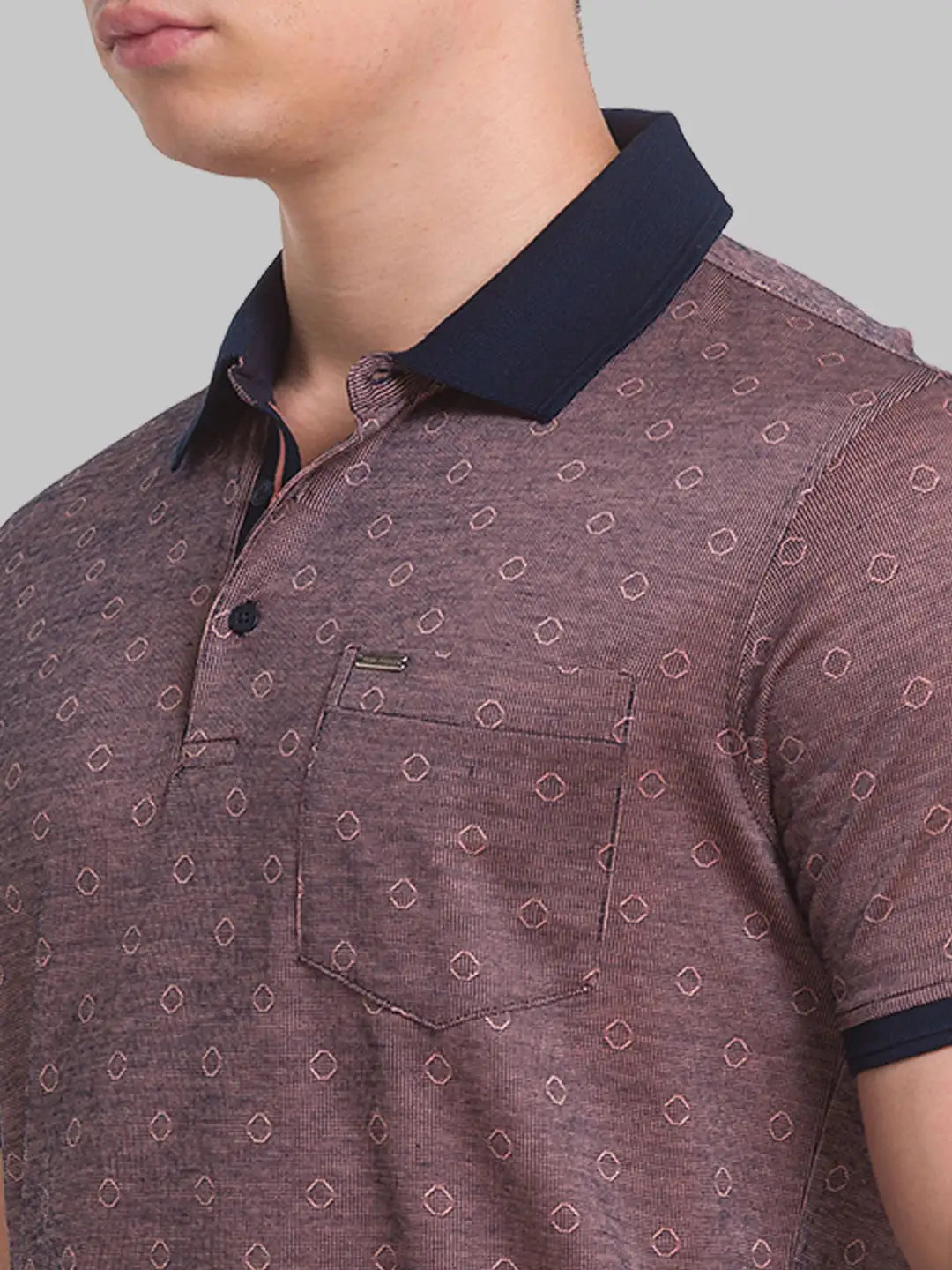 Men Slim Fit Violet T-Shirt & Polo