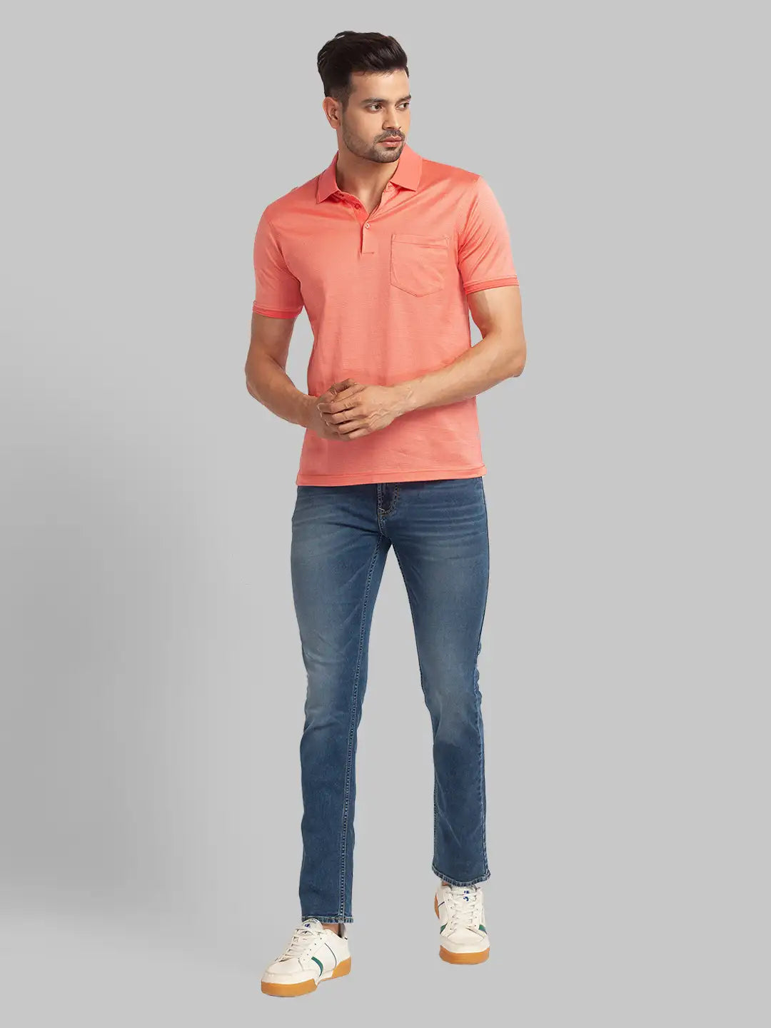 Men Slim Fit Violet T-Shirt & Polo