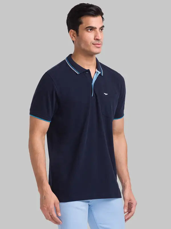 Men Slim Fit Blue T-Shirt