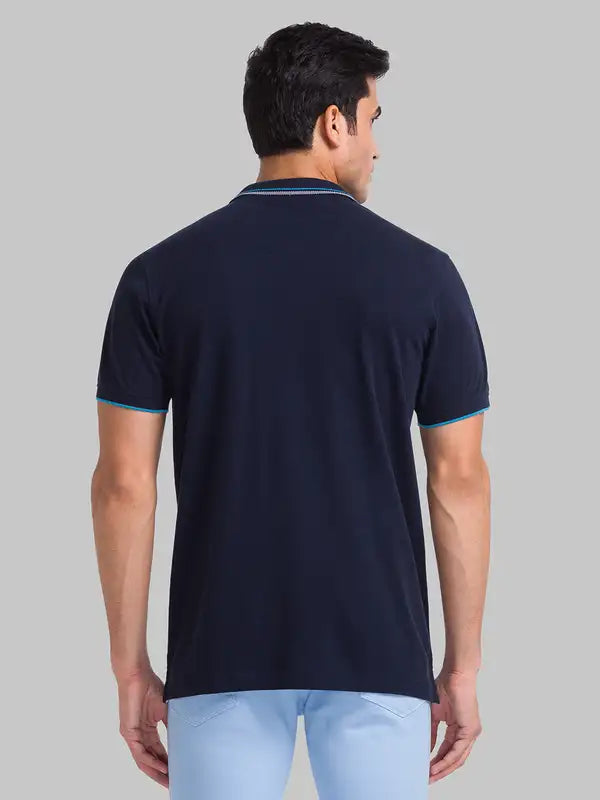 Men Slim Fit Blue T-Shirt