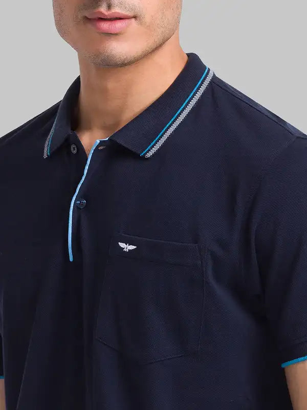 Men Slim Fit Blue T-Shirt