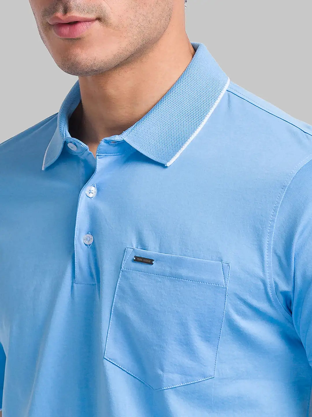 Park Avenue Men Blue Solid Slim Fit Cotton T-Shirt